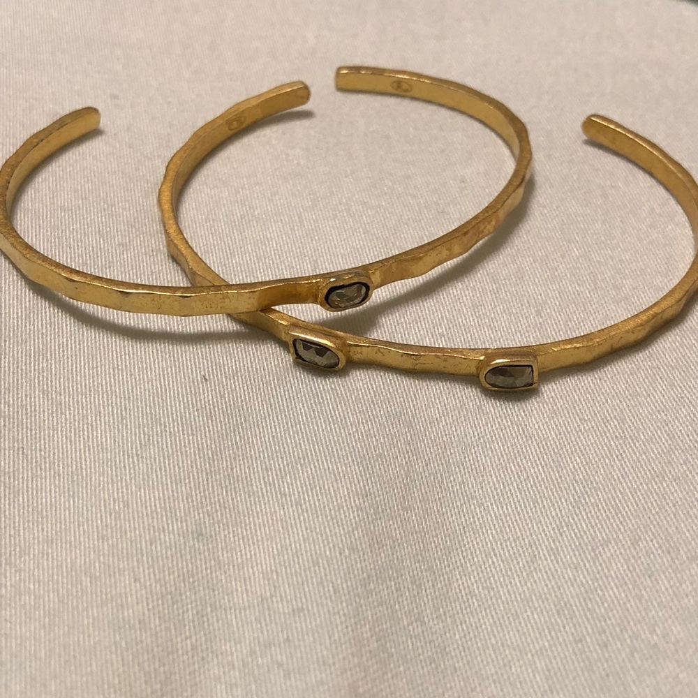 Set of 2 gold and pyrite bangles